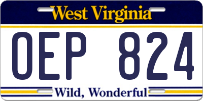 WV license plate OEP824