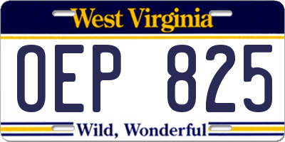 WV license plate OEP825