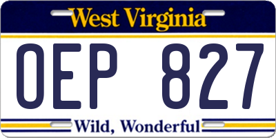 WV license plate OEP827