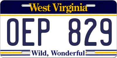 WV license plate OEP829