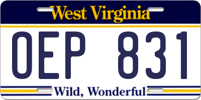 WV license plate OEP831