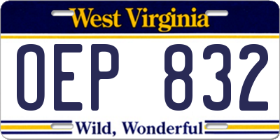 WV license plate OEP832