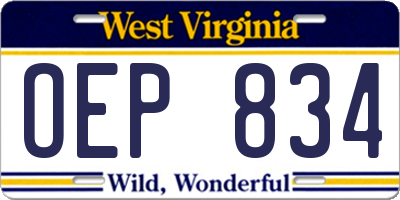WV license plate OEP834