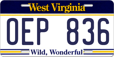 WV license plate OEP836