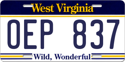 WV license plate OEP837