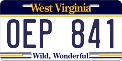WV license plate OEP841