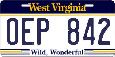 WV license plate OEP842