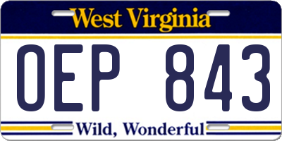 WV license plate OEP843
