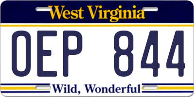 WV license plate OEP844