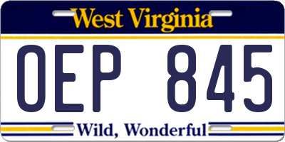 WV license plate OEP845