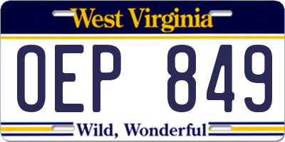 WV license plate OEP849