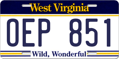 WV license plate OEP851
