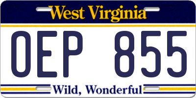 WV license plate OEP855