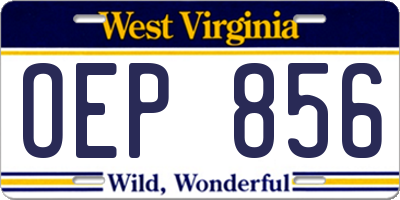 WV license plate OEP856