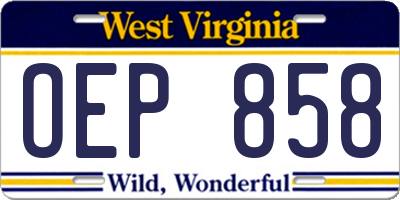 WV license plate OEP858