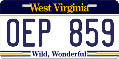 WV license plate OEP859