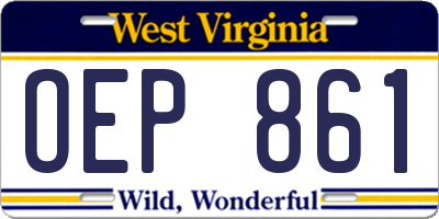WV license plate OEP861
