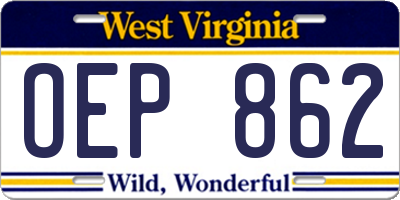 WV license plate OEP862