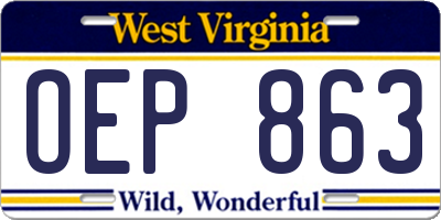 WV license plate OEP863