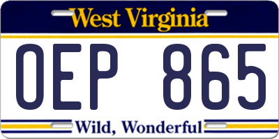 WV license plate OEP865