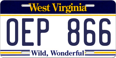 WV license plate OEP866