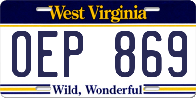 WV license plate OEP869