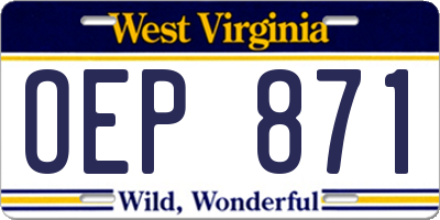 WV license plate OEP871