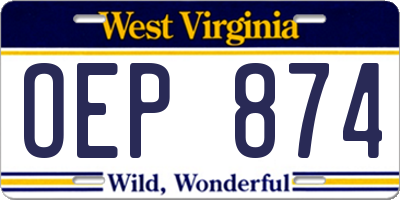 WV license plate OEP874