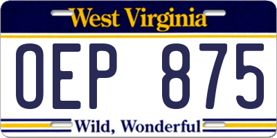 WV license plate OEP875