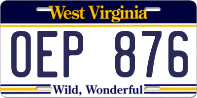 WV license plate OEP876
