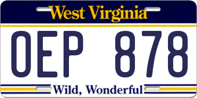 WV license plate OEP878