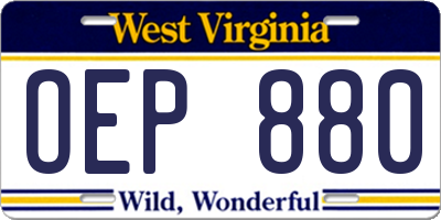 WV license plate OEP880