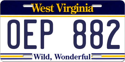 WV license plate OEP882