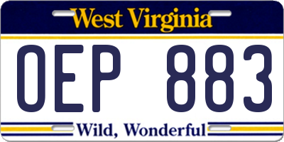 WV license plate OEP883