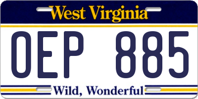 WV license plate OEP885