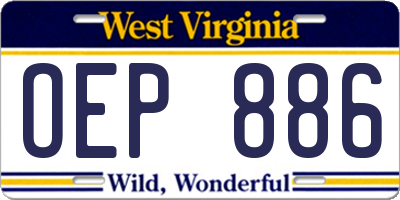 WV license plate OEP886