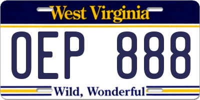 WV license plate OEP888