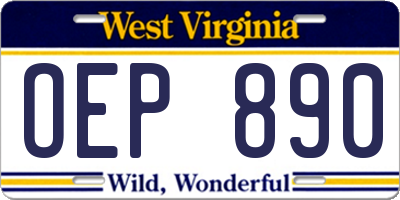 WV license plate OEP890