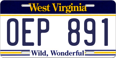 WV license plate OEP891