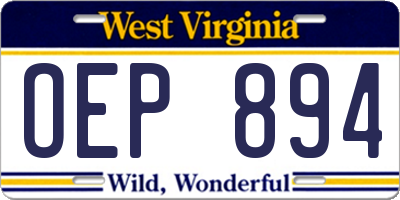 WV license plate OEP894