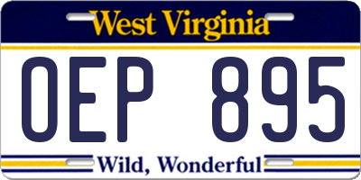 WV license plate OEP895