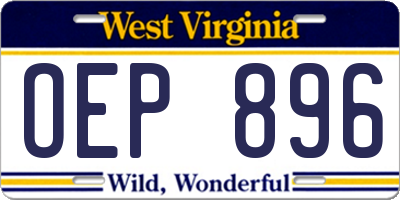 WV license plate OEP896