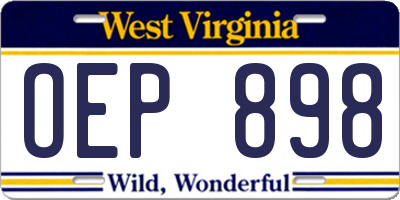 WV license plate OEP898