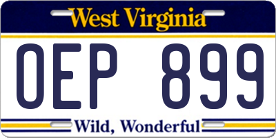 WV license plate OEP899