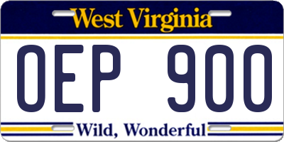 WV license plate OEP900