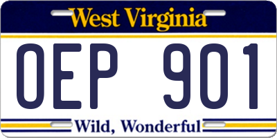 WV license plate OEP901