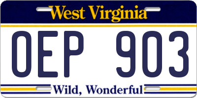 WV license plate OEP903
