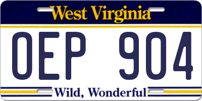 WV license plate OEP904