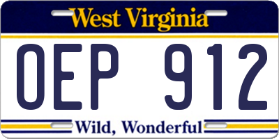 WV license plate OEP912