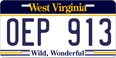 WV license plate OEP913